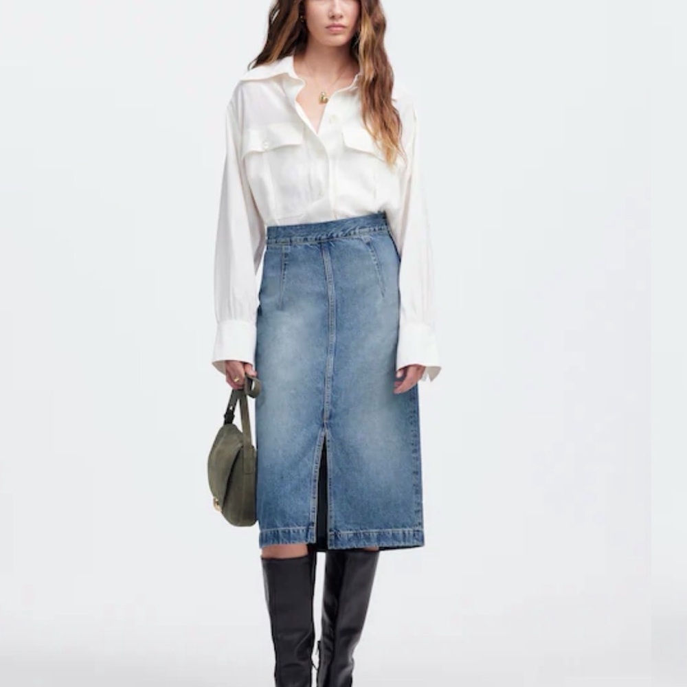 Madewell Denim Midi Skirt, size 27, NWT